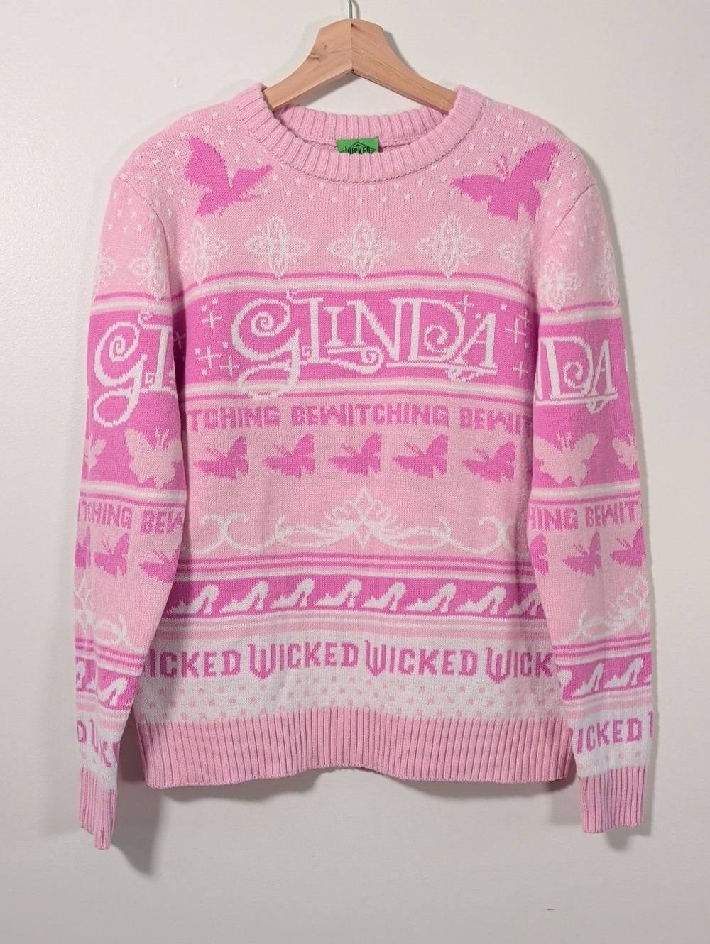Wicked Glinda Pink Christmas Sweater Medium